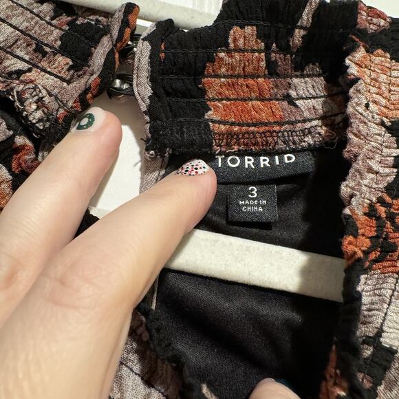 Torrid Floral Butterfly Gauzy High Neck Midi Dress Plus Size 3X - Picture 6 of 8